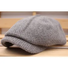 キャスケット帽子 無地 編み柄 ウール混キャップ 帽子 メンズ レディース トレンド 56㎝～58㎝ GY KC120-2
