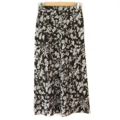 ルクールブラン le.coeur blanc ラインフラワープリントバイアススカート 38 茶 ブラウン