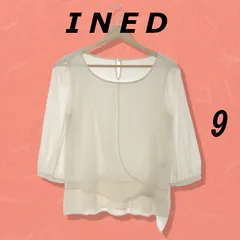 INED イネド トップス ブラウス 七分丈 Uネック レイヤード シンプル 無地 カジュアル おしゃれ レディース ホワイト 9