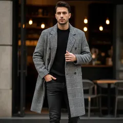 VeroMan チェック柄コート メンズ M相当 ダブルブレスト◾️新品