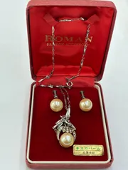 N【ヴィンテージ】パール ネックレス イヤリング セット 冠婚葬祭 フォーマル おしゃれ