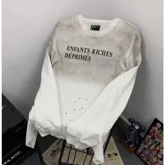 新品未使用 h【重厚生地・ユニセックス】 アメリカンストリート ヴィンテージ風 スプラッシュ（ペイント）加工 ウォッシュ加工 ダメージ（破れ）加工 ビッグシルエット 長袖Tシャツ 春秋対応 個性派 ストリート カジュアル メンズ レディース