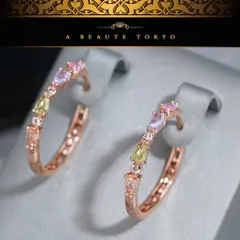 新品◆輝き保証 スワロフスキー 可憐 パステル カラフル フープ ピアス ゴールド◆シルバー925 保証書 ジュエリーポーチ アレルギー対応