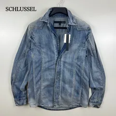 SCHLUSSEL y2k style NWT wire collar denim shirts 3 3411-402 シュリセル タグ付未使用 ワイヤー襟 デニムシャツ お兄系 マルイ系のサムネイル