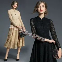 パーティードレス ミモレ丈 レディース 総レース ワンピース 長袖 結婚式 パーティドレス ロング 入園式 二次会 謝恩会 同窓会 服装 発表会 大人 フォーマル 20代 30代 40代 50代 春 夏 秋 冬 962-3372