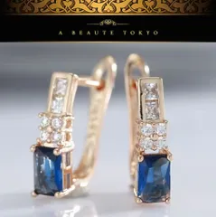 新品◆輝き保証 スワロフスキー サファイア コンビ フープ ピアス ゴールド◆保証書 ジュエリーポーチ アレルギー対応 メンズ レディース