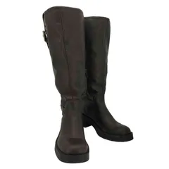 ザラ ZARA バックルフラットブーツ バイカーブーツ トラックソール レディース EUR：37 