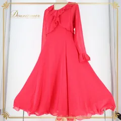 社交ダンス 衣装 スタンダード ドレス ワンピース セットアップ レッスンウェア パーティドレス 赤 レッド系 U:NA ユーナ 無地 シンプル 体型カバー 女性用 フリルデザイン レディス 伸縮性 ポリエステル 脚長効果 フェミニン ひざ丈 ドレッシー