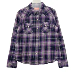 リーバイス レッドタブ パープル チェック ツーポケット 長袖 シャツ L