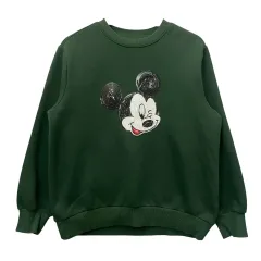 ヴィンテージ ミッキーマウス ダークグリーン 起毛 スウェット 66