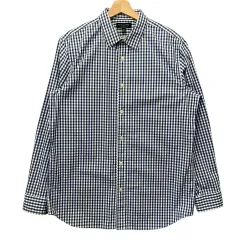 バナナリパブリック ブルー ギンガムチェック 長袖 シャツ L