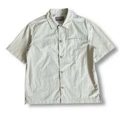 EDDIE BAUER(エディー・バウアー) ライト カーキ ナイロン コットン ワンポケット 半袖 シャツ L