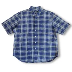 NAUTICA(ノーティカ) オーバーサイズ ネイビー CHECK ワンポケット 半袖 シャツ XXL