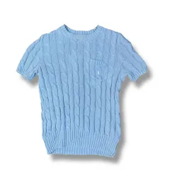 ポロ ラルフローレン スカイブルー ケーブル編み ニット 半袖