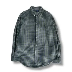 ポロ ラルフローレン ネイビー グリーン チェック 長袖 シャツ XL