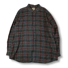 L.L.Bean レッド グリーン ブルー CHECK ウール 長袖 シャツ トラディショナル フィット 2XL