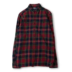 ポロ ラルフローレン レッド グリーン ネイビー チェック パータン 長袖 シャツ M