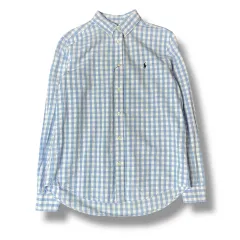 POLO RALPH LAUREN(ポロラルフローレン) ネイビーロゴ ブルー ギンガム CHECK シャツ XL