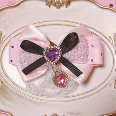 【姫かわフリルレースリボン】紫◆ハンドメイドリボン//キッズリボン//ゆめかわ//姫かわ//推し活//推し色