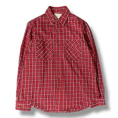 EDWIN レッド タータンチェック ツーポケット フランネル シャツ L