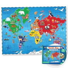 子供向け世界地図パズル - 75ピース - 大陸のある世界パズル - 子供用ジグソーパズル地理パズル 4-8歳、5歳、6歳、7歳、8-10歳 - パズルマップ 教育玩具 4歳以上 [世界地図パズル。]
