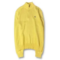 ポロラルフローレン ネイビーポニー イエロー ハーフジップ ケーブルニット M