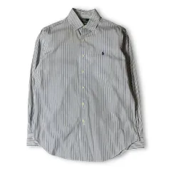 ポロラルフローレン ブルー ストライプ 長袖 シャツ クラシックフィット M