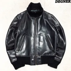 DEGNER レザージャケット ライダースジャケット ボンバージャケット ブルゾン リブ 牛革 Mサイズ フェードブラック 黒系 デグナー