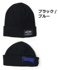 THRASHER スラッシャー 2way コットンサマービーニー ブラック ブルー 3TH-N03 ニット帽 レディース メンズ ブランド 帽子 ニットキャップ ロゴ