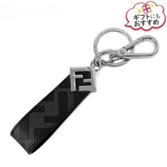 極美品 FENDI フェンディ スクエアFF キーホルダー ダークグリーン