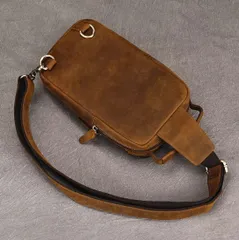 チェストバッグ ショルダーバック ボディバッグ メンズ ファッション 多機能 軽量 牛革 本革 レザー ウエストポーチ レトロ