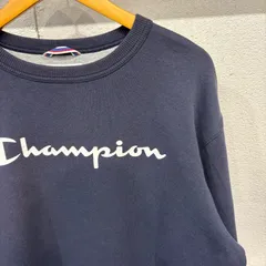 古着 スウェット XL CHAMPION チャンピオン ビックロゴ クルーネック トレーナー ネイビー