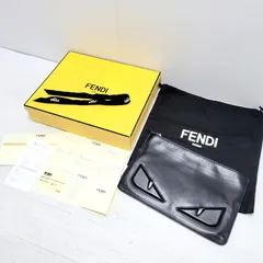 【美品】FENDI フェンディ レザークラッチバッグ バグズアイ モンスター ケース付き 7N0078