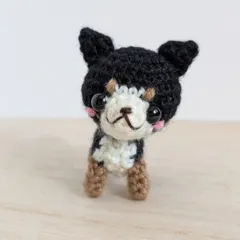 あみぐるみ　いぬ　犬　チワワ　黒　わん小　キーホルダー　ハンドメイド