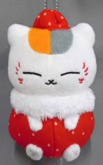 [중고] 봉제인형 마스코트·봉제인형 배지 냥코 선생님(양눈 닫기) 가방에 붙일 수 있는 봉제인형~딸기 냥코 선생님~ [나츠메 친구장]