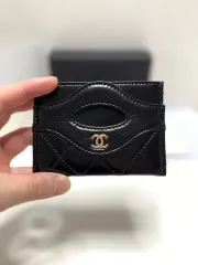 (24SS) CHANEL 31 カードスロット カードウォレット ブラック ラムスキン ゴールド