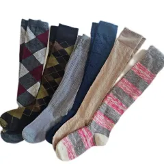 6足まとめ/240mm前後 レディース ロングソックス ミックス 半長 ニーハイソックス - 秋冬