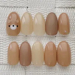 ネイルチップ　ハンドメイド　くまさん