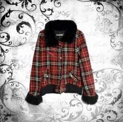 セシルマクビー フェイクファー ジャケット チェックファーコート