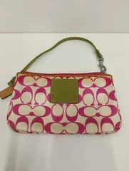 【中古品】 COACHコーチ リストレット シグネチャー ポーチ ミニバッグ ファッション小物 バッグかばん 現状品