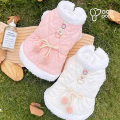 犬服 ドッグウェア 冬服 ハーネス ウェアハーネス ワンピース 可愛い お洒落 リング付き けん引 裏起毛 ベスト コート モコモコ 暖かい 軽