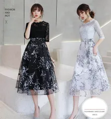 パーティードレス 結婚式 ワンピース パーティドレス 未使用 ミモレ丈 花柄　刺繍 ウェディングドレス ウエディング ドレス 二次会 花嫁 お呼ばれ ワンピース 結婚式 入学式 演奏会用 同窓会 二次会 20代 30csxz84