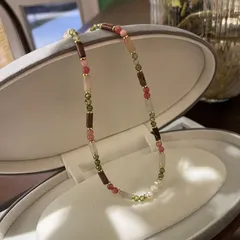 ネックレス カラフル クリスタル ビーズ パール 合わせやすい 個性的min#