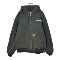 USA製 Carhartt カーハート アクティブジャケット 企業ロゴ ブラック(メンズ XL)中古 古着 X1186