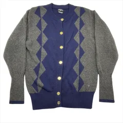 美品 CHANEL シャネル ココマーク カシミヤ100％ Sサイズ ヴィンテージ カーディガン レディース トップス 羽織 ネイビー h785