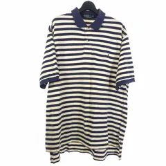 ポロ バイ ラルフローレン Polo by Ralph Lauren ポロシャツ 半袖 ボーダー ワンポイント 刺繡ロゴ コットン 2XB ホワイト ネイビー