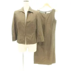 ポールスチュアート PAUL STUART ワンピース スーツ セットアップ 国内正規 9号 Mサイズ 茶 ブラウン