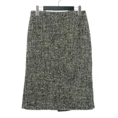 23区 オンワード樫山 ツイード 千鳥柄 ひざ丈 タイトスカート 38 ブラック ホワイト