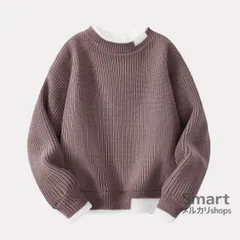 キッズ ニットセーター 男の子 裏起毛 フェイクレイヤード 長袖 保温 秋冬 トップス M260112-8