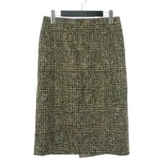 23区 オンワード樫山 ツイード チェック ひざ丈 タイトスカート 38 ブラウン